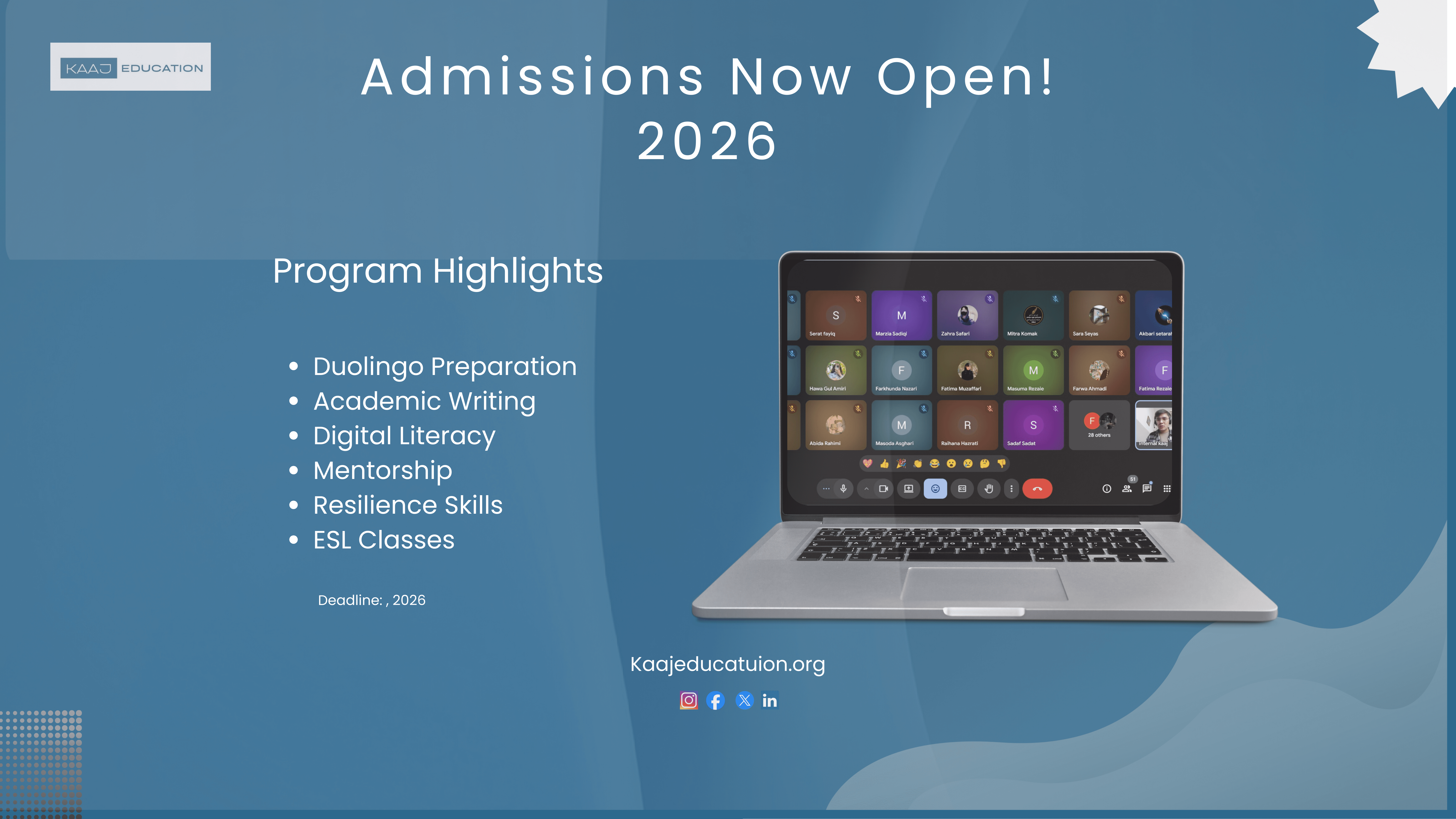 Admissions Now Open, Kaaj Girls to Uni 2026