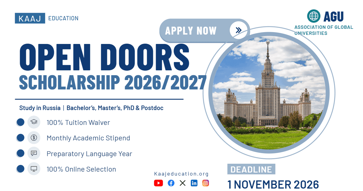Open Doors Russian Scholarships for Bachelor’s, Master’s, PhD & Postdoc (2026/2027 Intake)