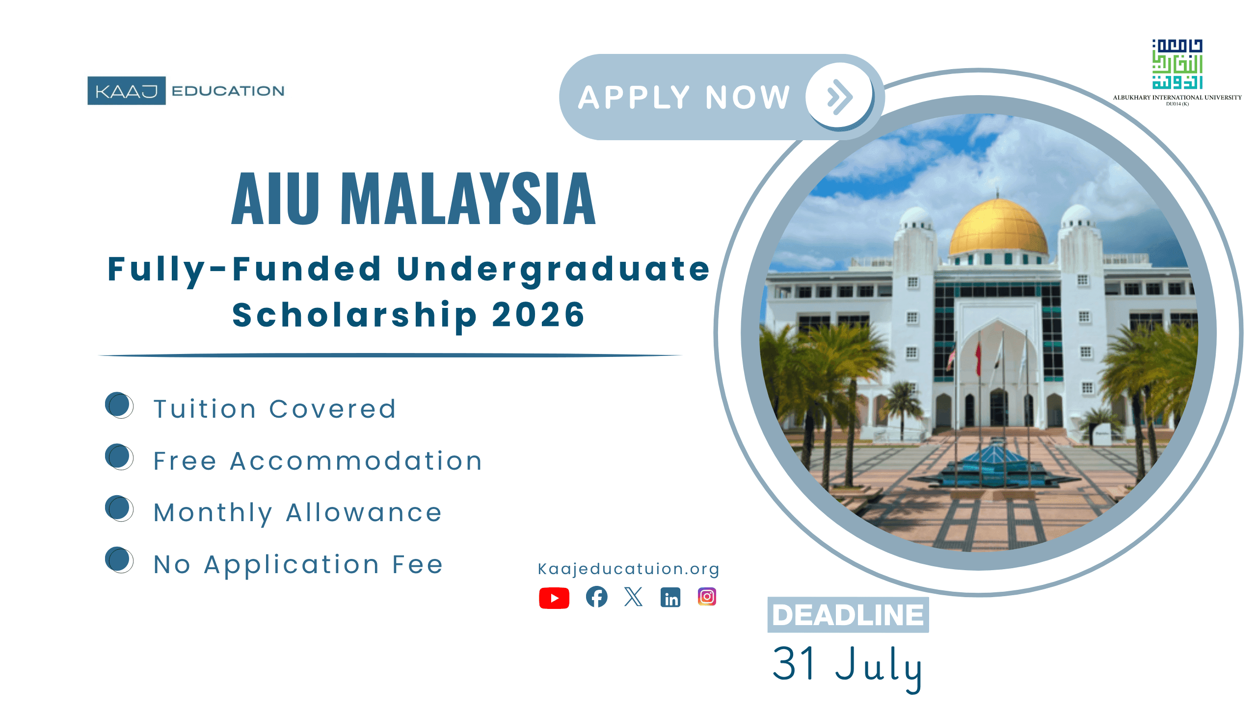 AIU Malaysia Fully-Funded Undergraduate Scholarship 2026